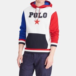 Polo Star printed double knit hoody, M & L, 🇺🇸